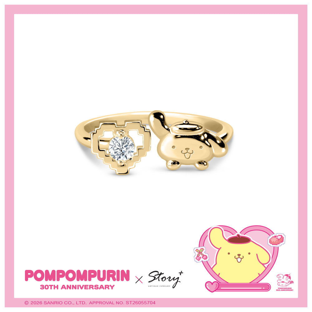 台灣 STORY ACCESSORY 故事銀飾 | PomPomPurin 30週年系列 像素雷刻晶鑽純銀戒指