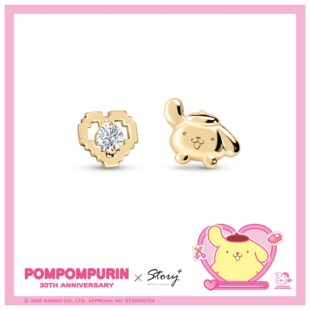 台灣 STORY ACCESSORY 故事銀飾 | PomPomPurin 30週年系列 像素雷刻訂製純銀耳環