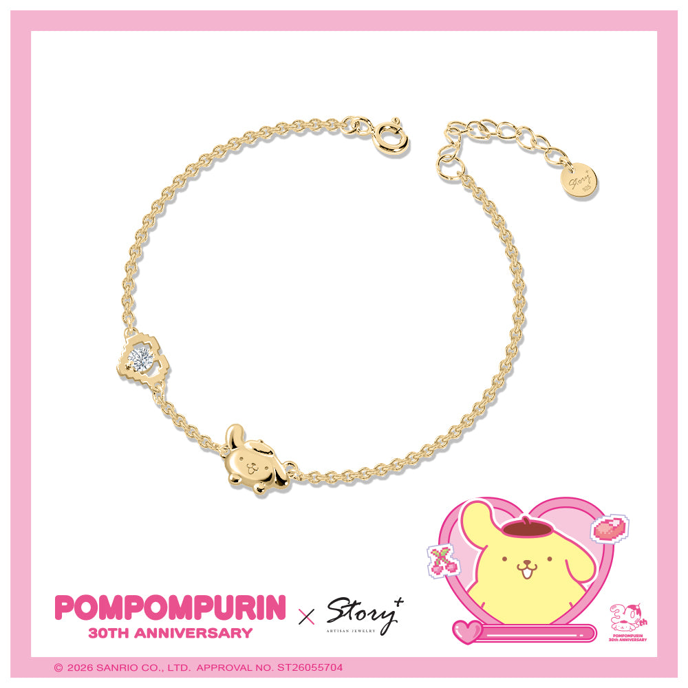 台灣 STORY ACCESSORY 故事銀飾 | PomPomPurin 30週年系列 像素雷刻訂製純銀手鍊