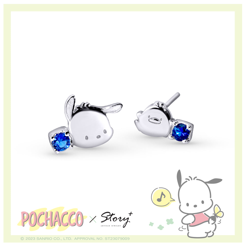 台灣 STORY ACCESSORY 故事銀飾 | Pochacco經典系列 帕恰狗晶鑽純銀耳環