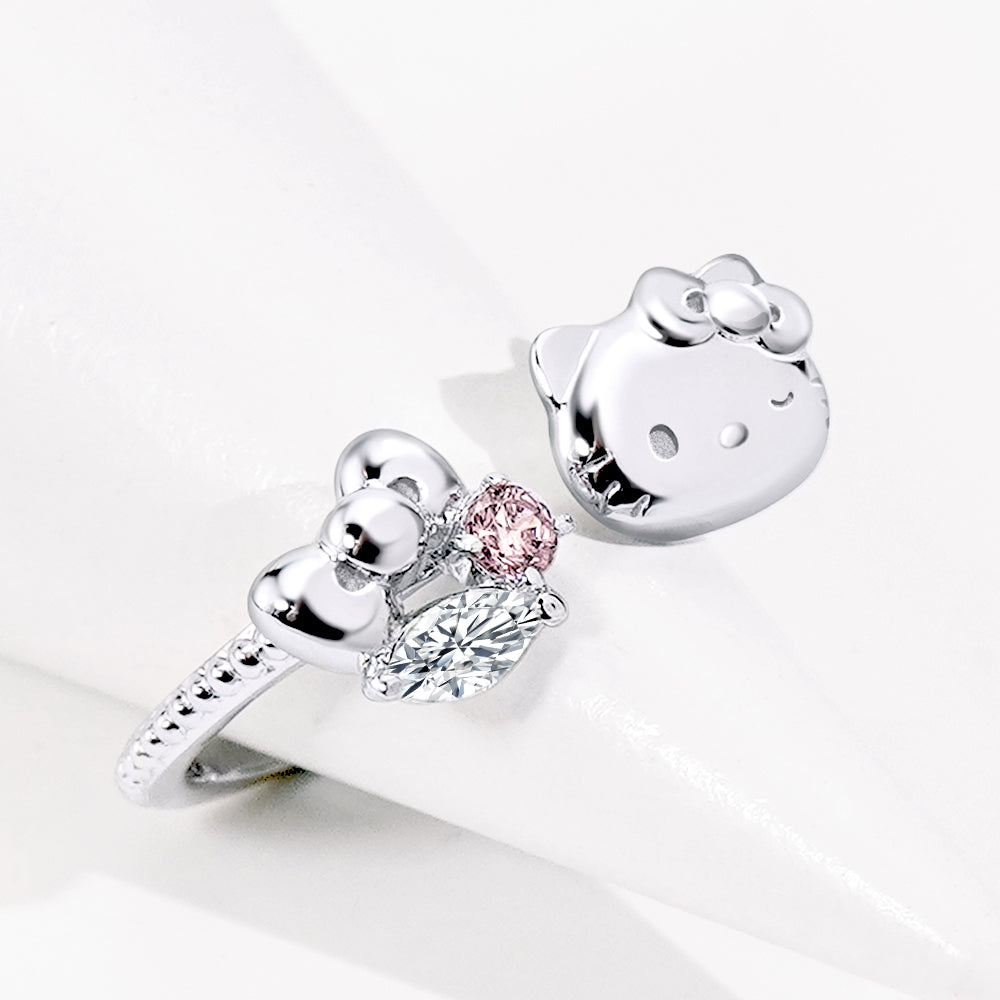 台灣 STORY ACCESSORY 故事銀飾 | HelloKitty 學院Mix系列 晶鑽純銀戒指