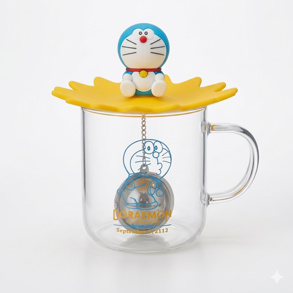 Doraemon 多啦A夢｜360ml 玻璃杯（附杯蓋及茶隔）