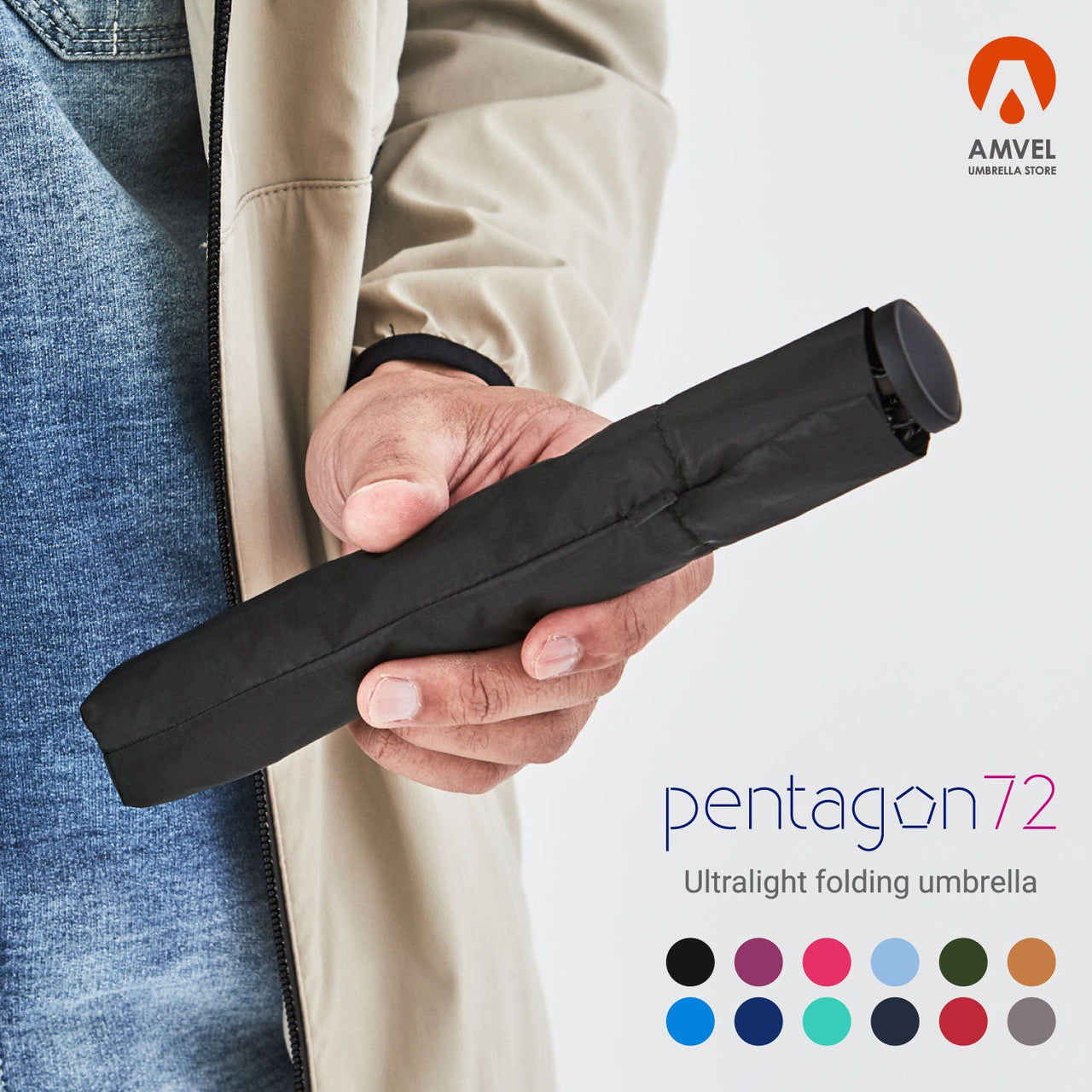 日本Amvel｜極輕｜速乾｜Pentagon72 極輕手動雨傘