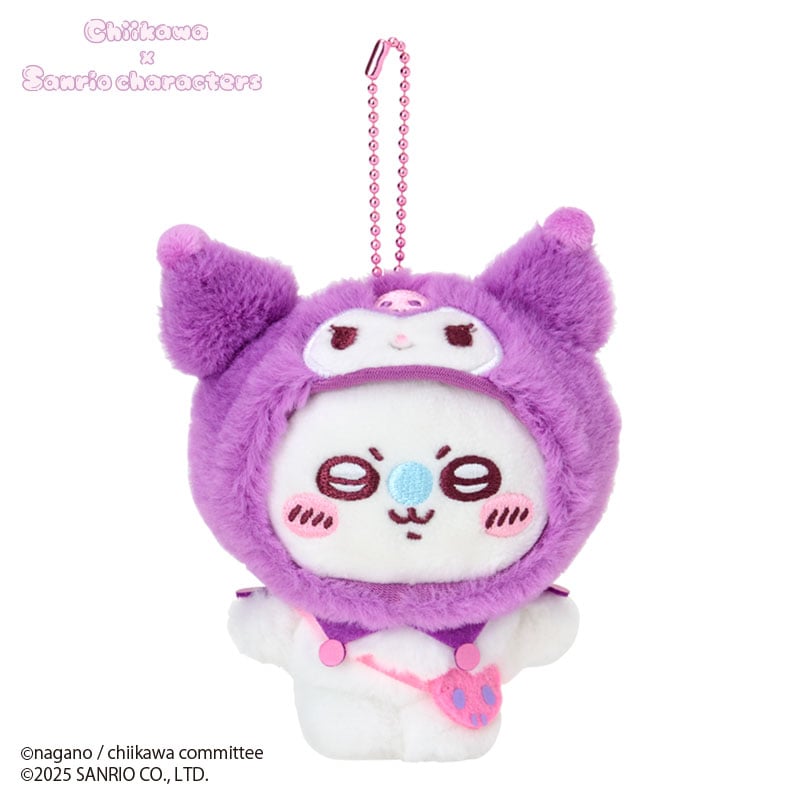 Chiikawa x Sanrio | Momonga Kuromi Plush Keychain
